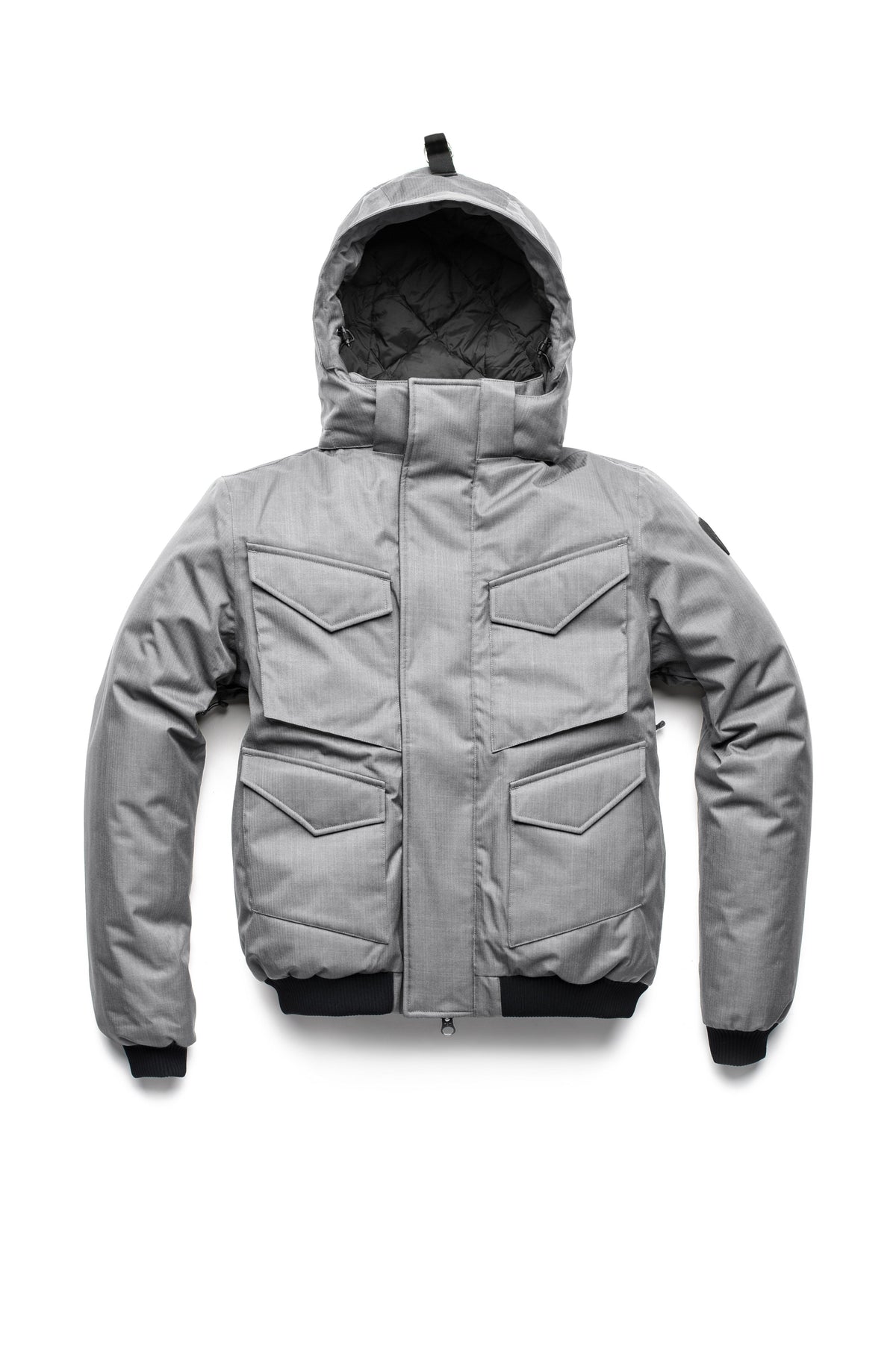 Men's waist length bomber with four huge pockets on the front in Concrete