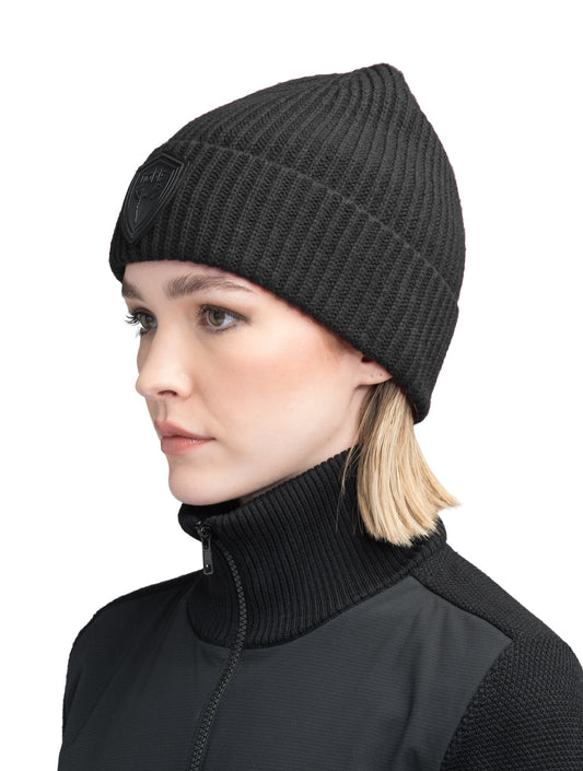 Emer Unisex Tailored Chunky Knit Beanie + Black