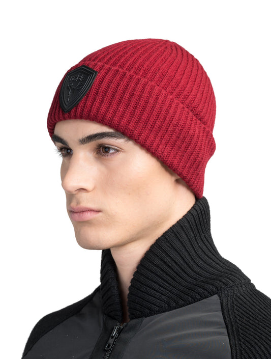 Emer Unisex Tailored Chunky Knit Beanie + Rio Red