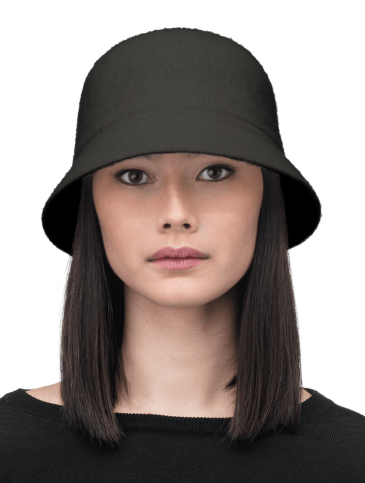 Knit moulded bucket hat in Black + Black