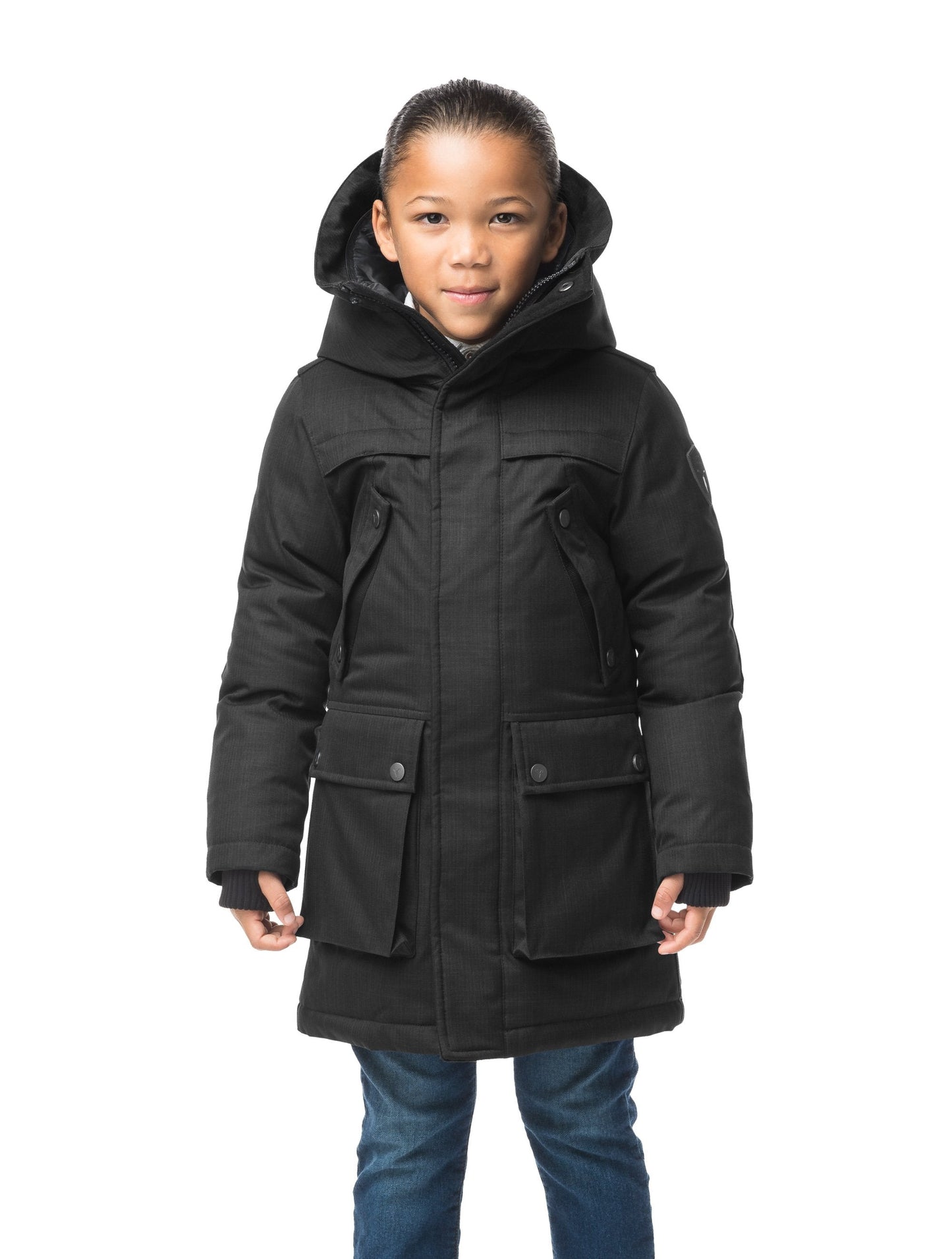 The best kid's down filled parka that's machine washable, waterproof, windproof and breathable in CH Black