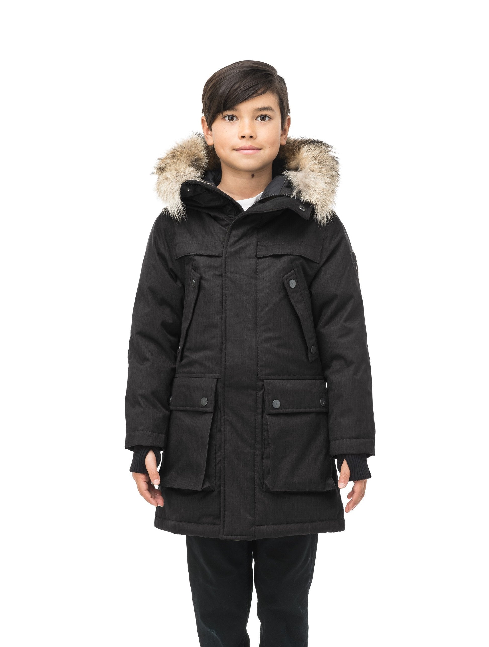 The best kid's down filled parka that's machine washable, waterproof, windproof and breathable in CH Black