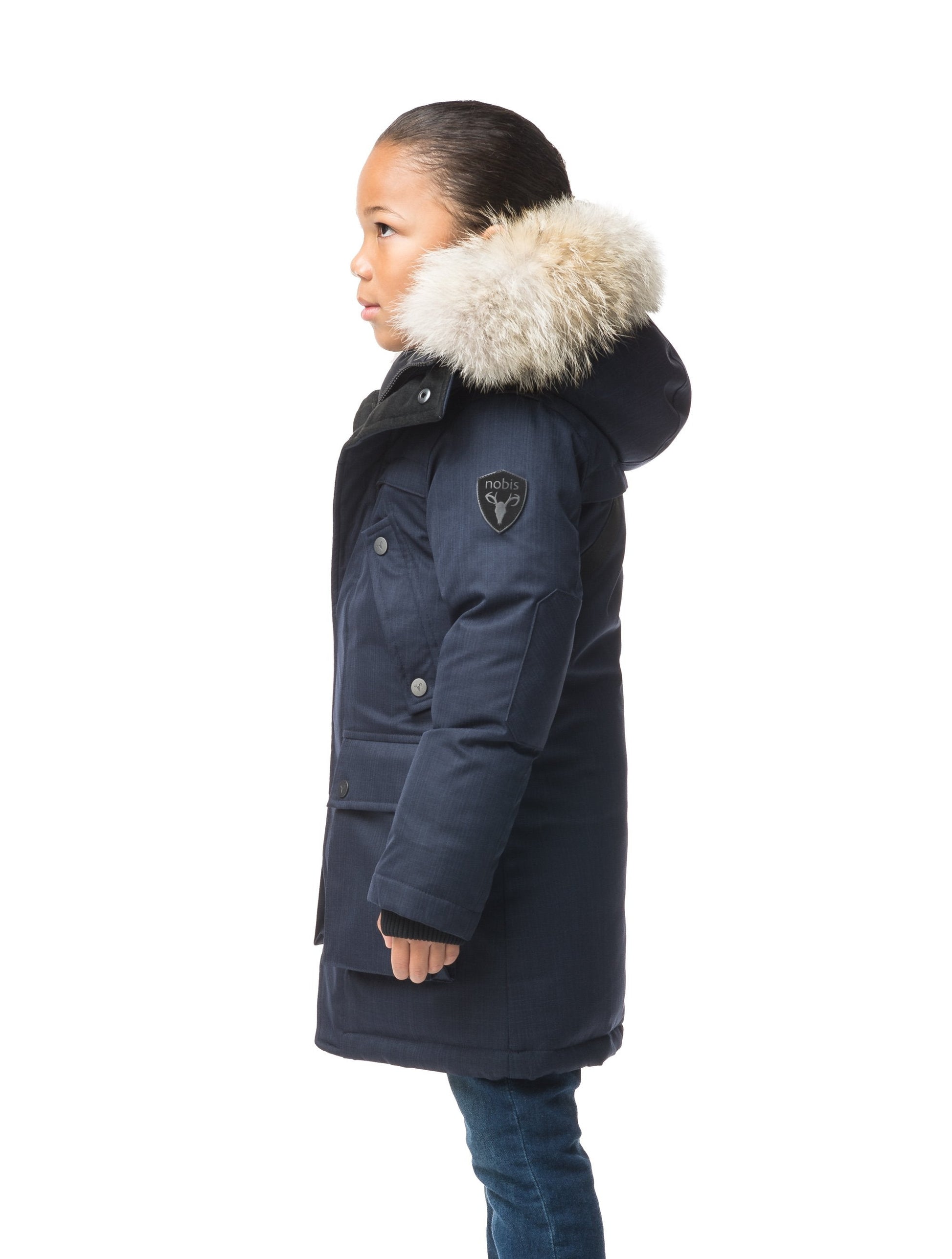 The best kid's down filled parka that's machine washable, waterproof, windproof and breathable in CH Navy