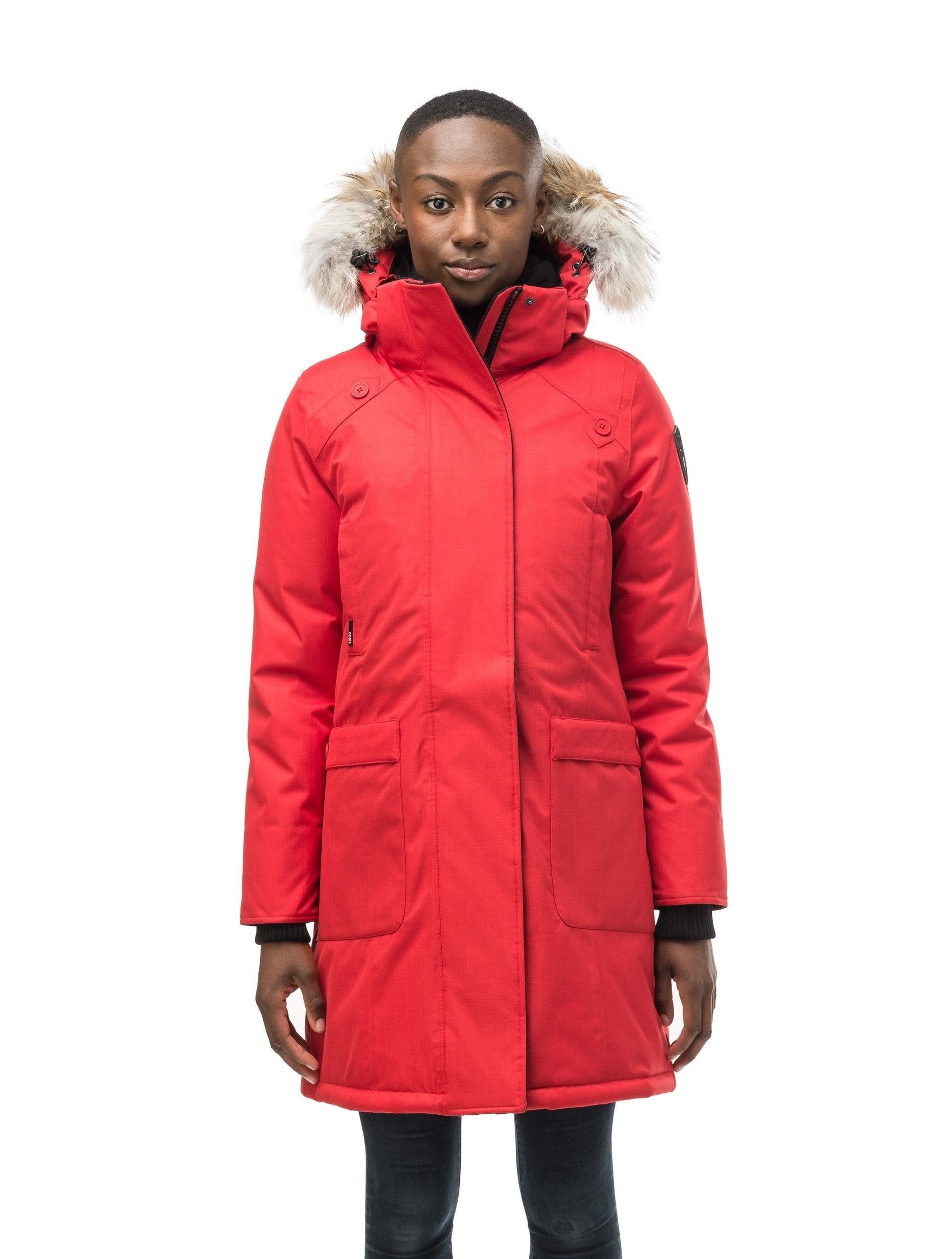 Parka Coat Womens Red Coat With Fur Hood Buy Fluid Womens Belted