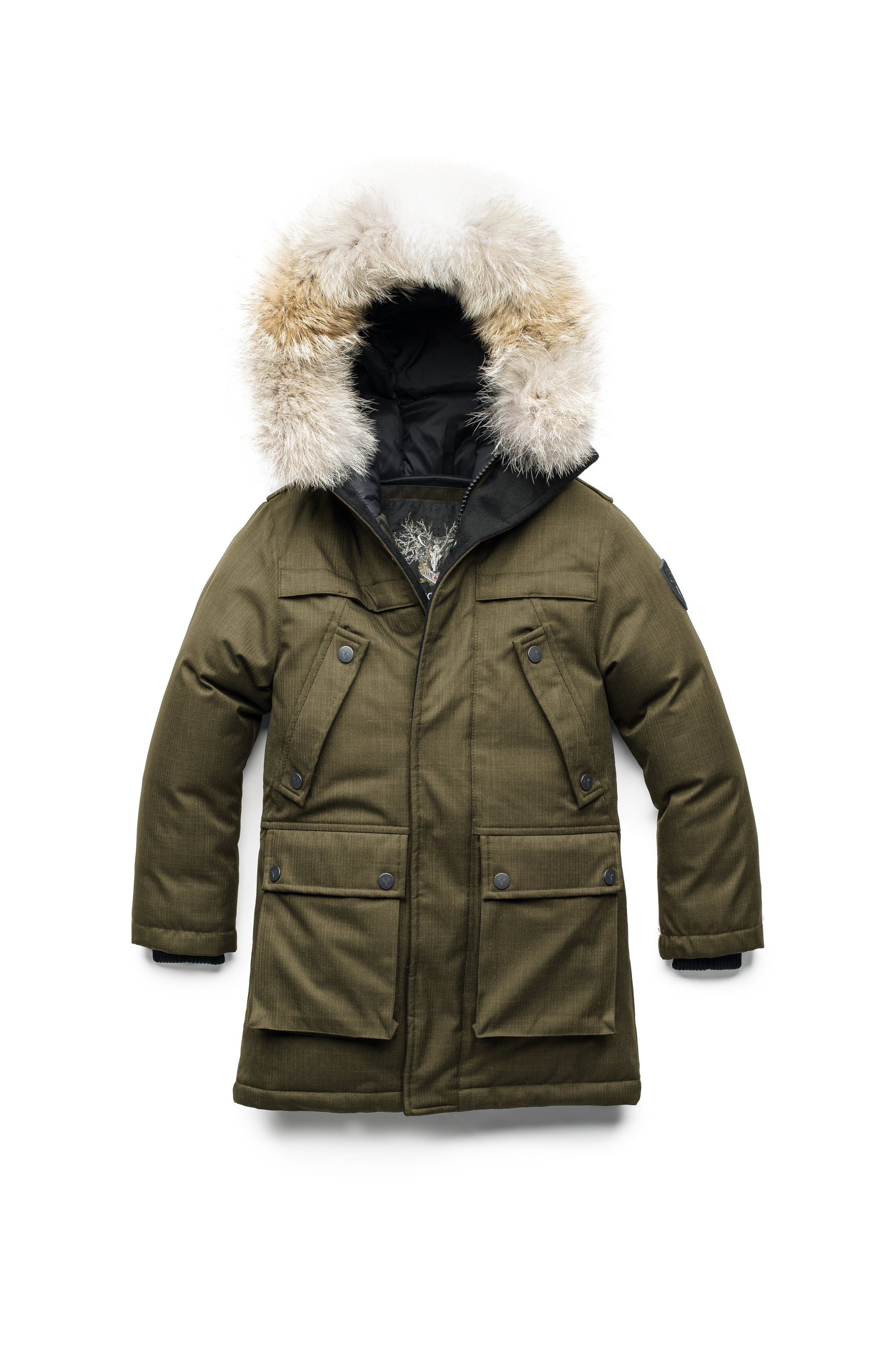 The best kid's down filled parka that's machine washable, waterproof, windproof and breathable in CH Fatigue