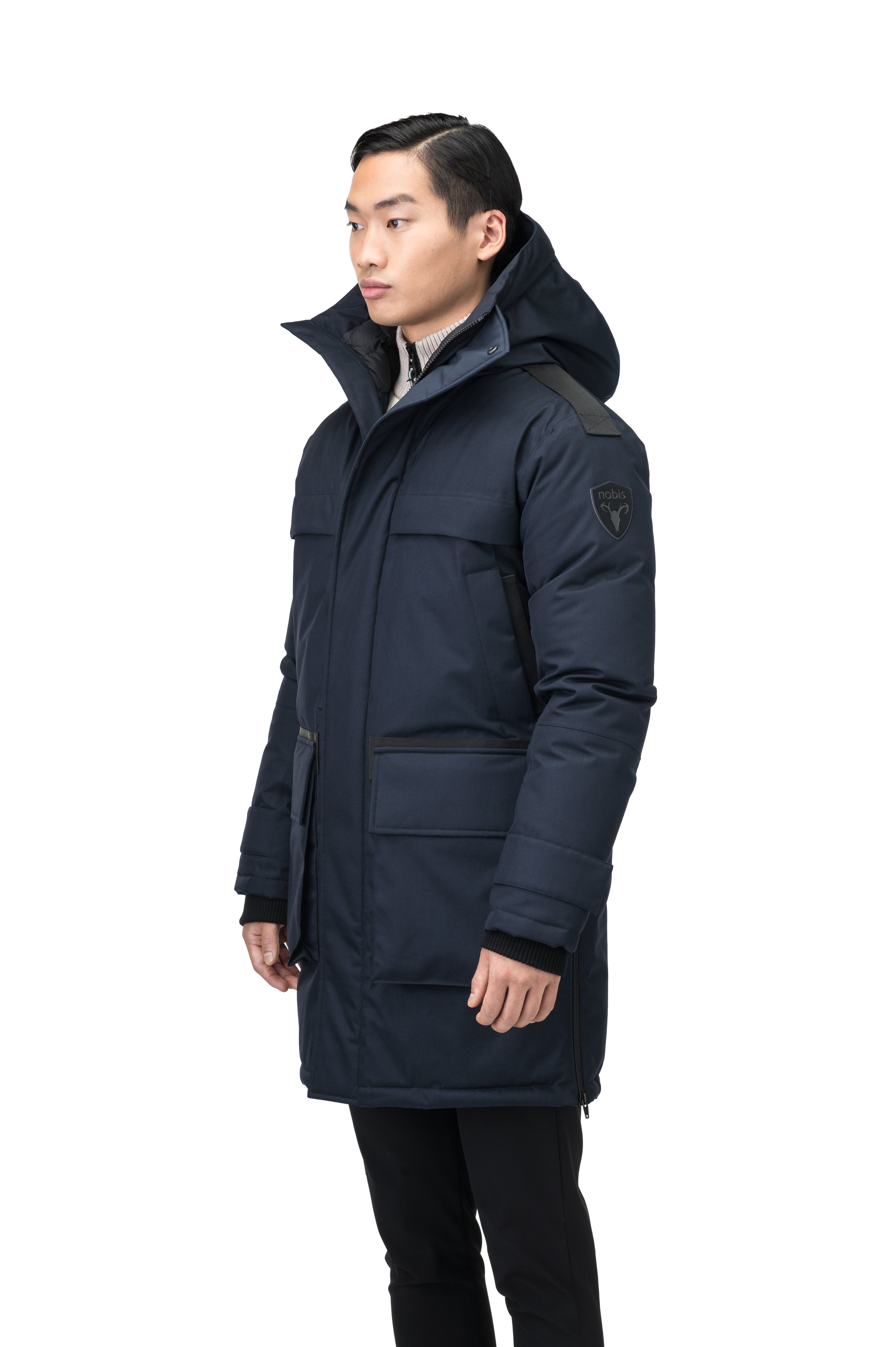 Long navy parka hotsell