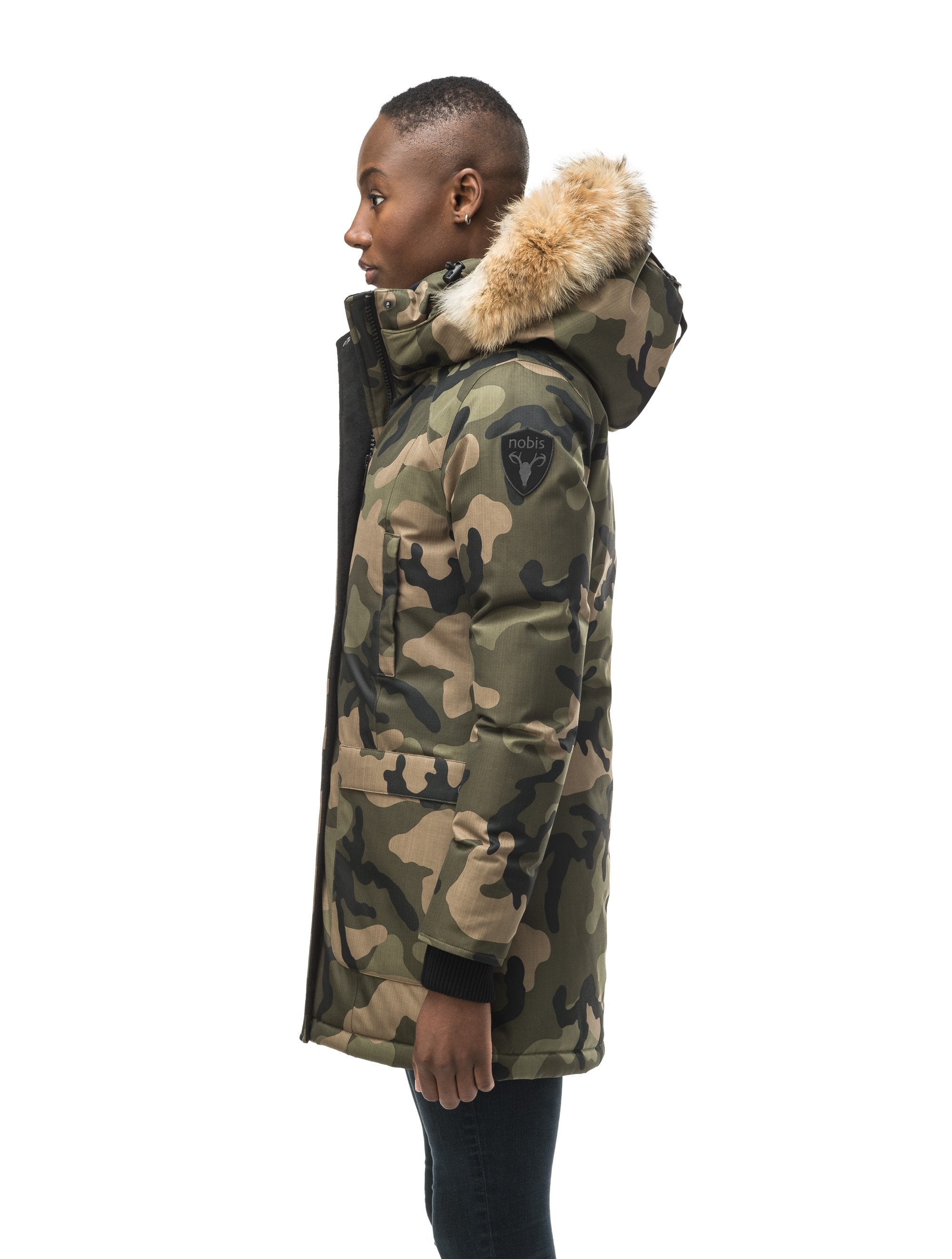 Womens camo parka 2025 coats with fur hood