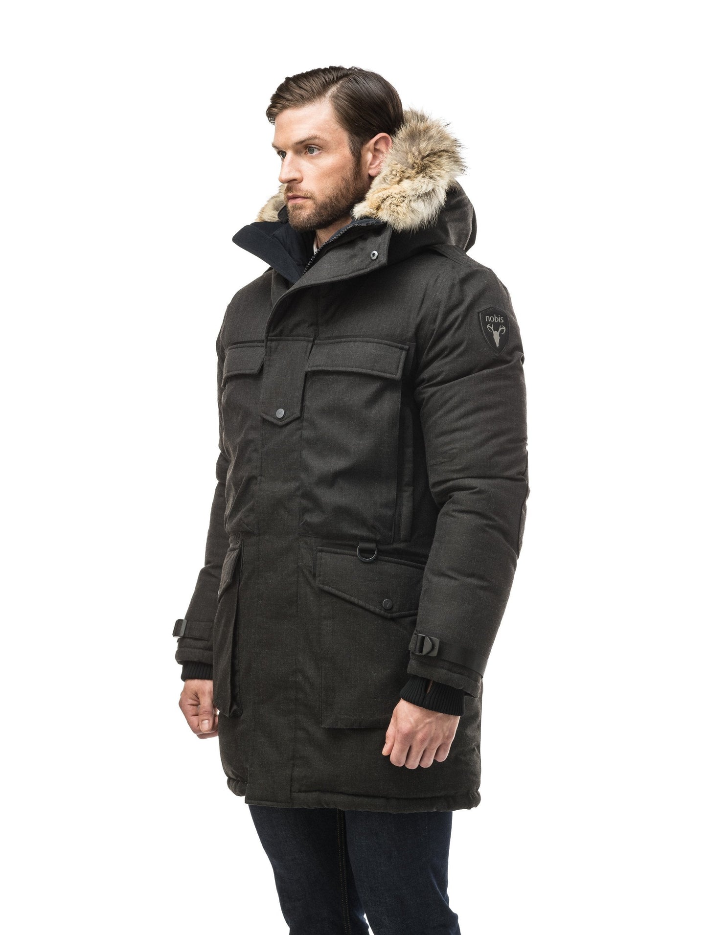 Men's extreme wamrth down filled parka with baffle box construction for even down distribution in H. Black