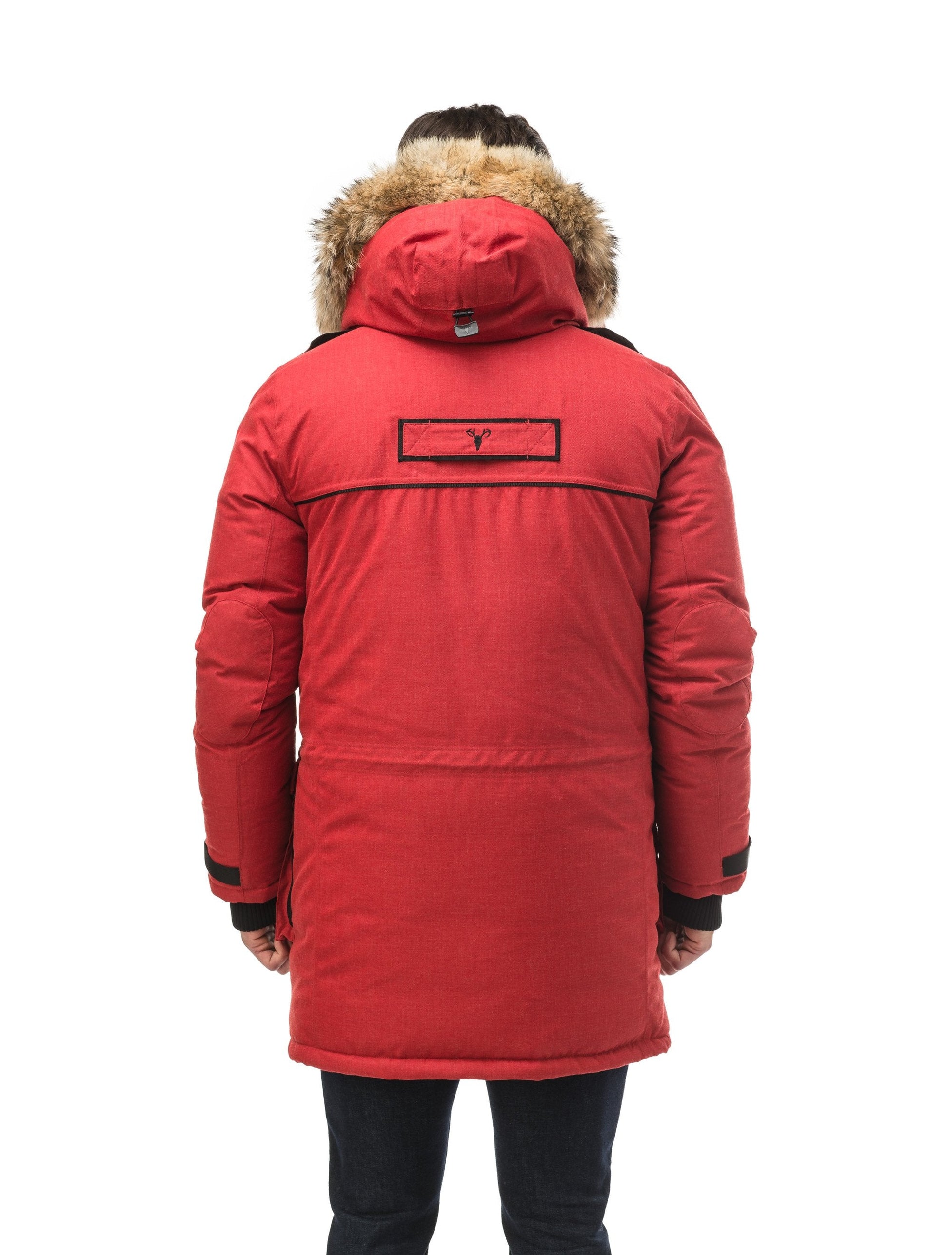 Men's extreme wamrth down filled parka with baffle box construction for even down distribution in H. Red