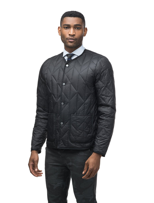 Men's waist length lightweight down insulator jacket for layering in Black