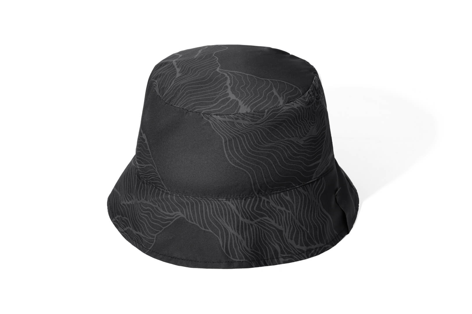 Kish Unisex Reversible Bucket Hat in Premium 3-Ply Micro Denier and 4-Way Durable Stretch Weave fabrications, with one side tonal and reverse printed, in Black Desert/Black