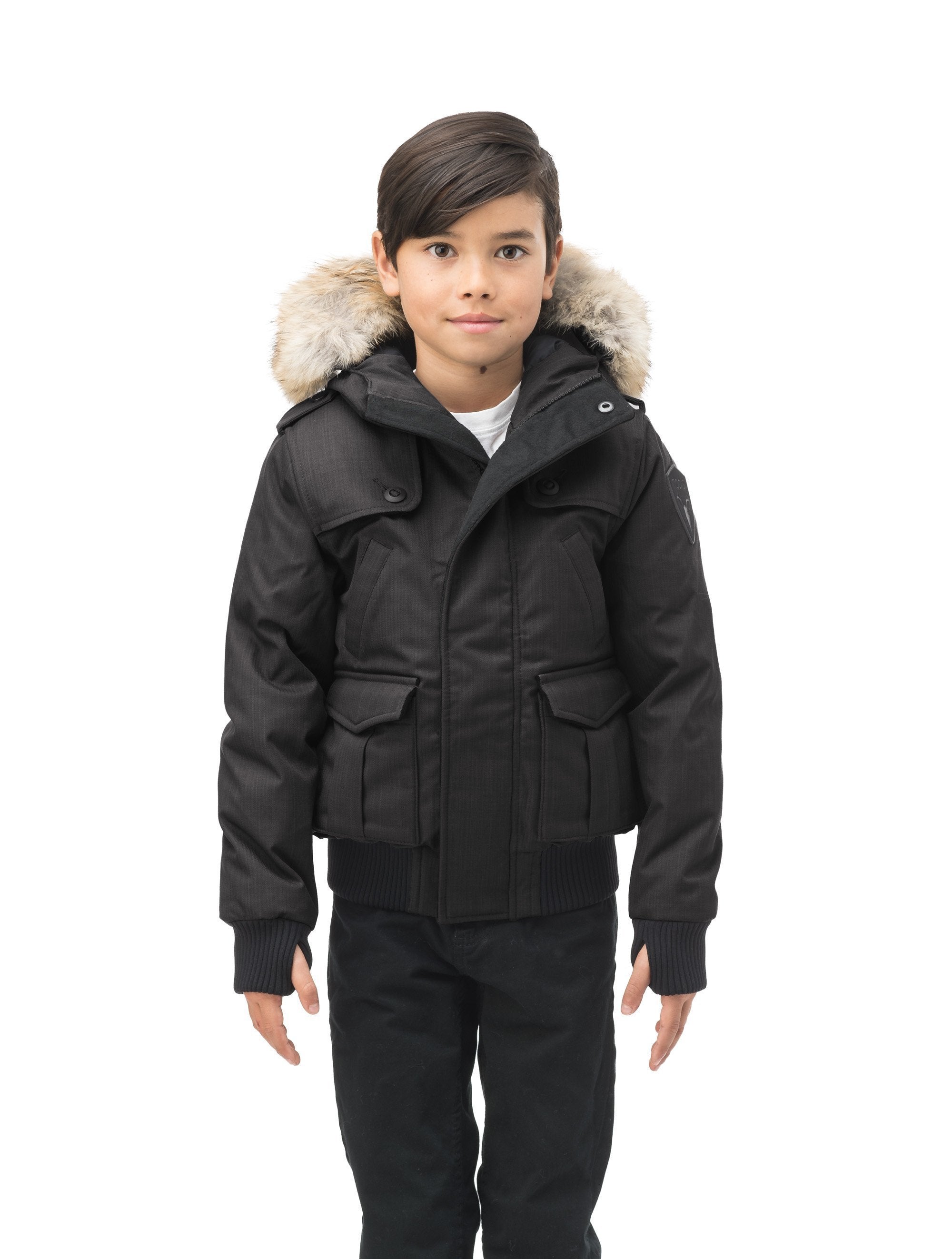 Kids black bomber top jacket