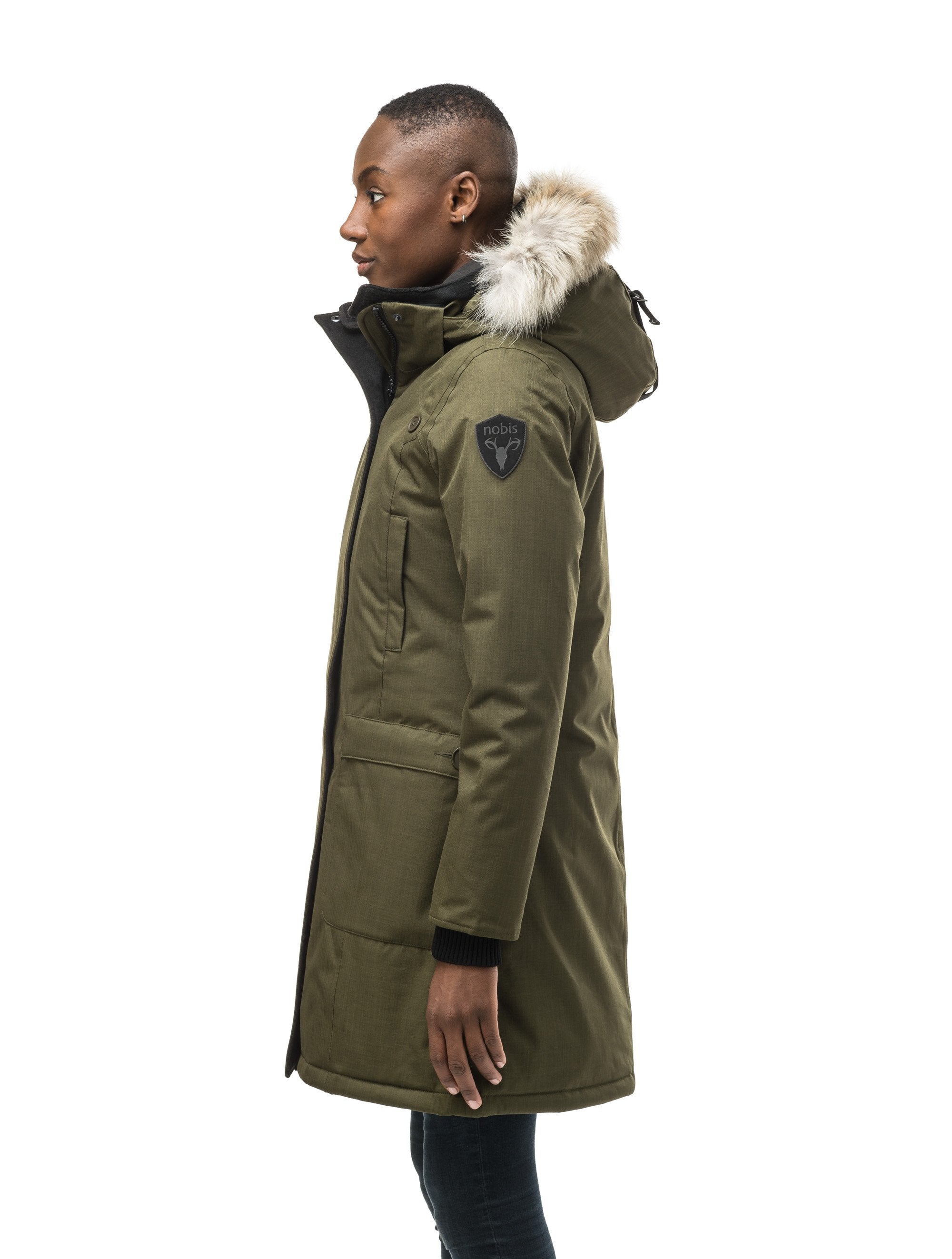 Army fatigue coat with fur hood on sale