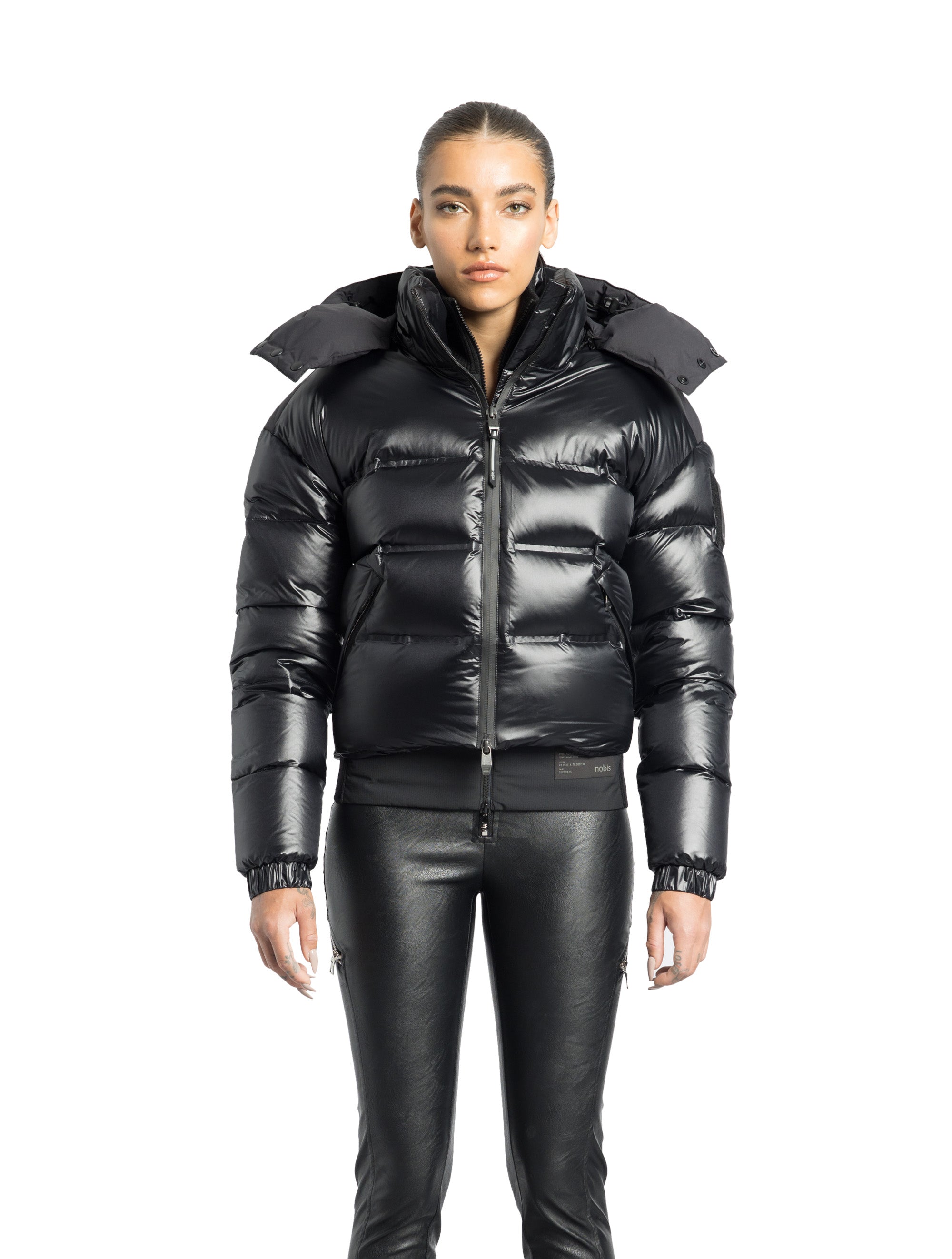 Ladies short black padded jacket hotsell