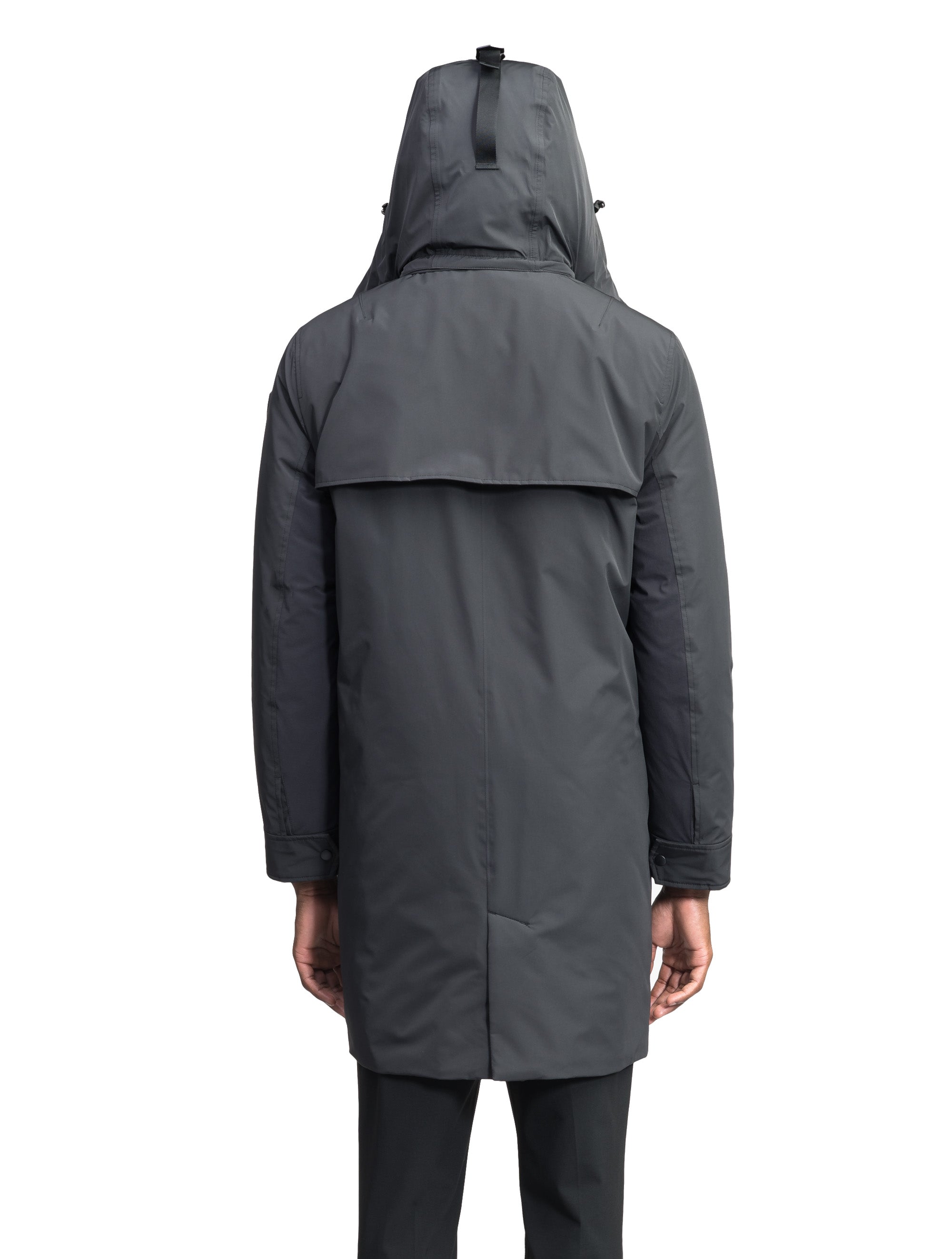 Male trench clearance coat with hood