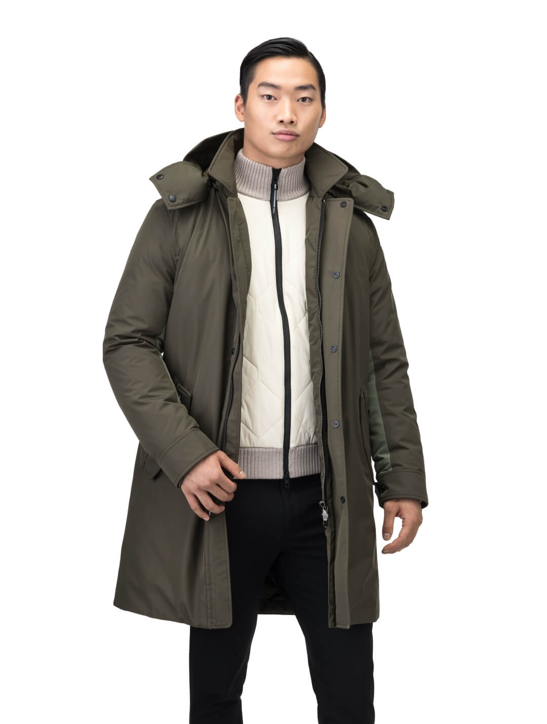 Mens down 2024 filled trench coat