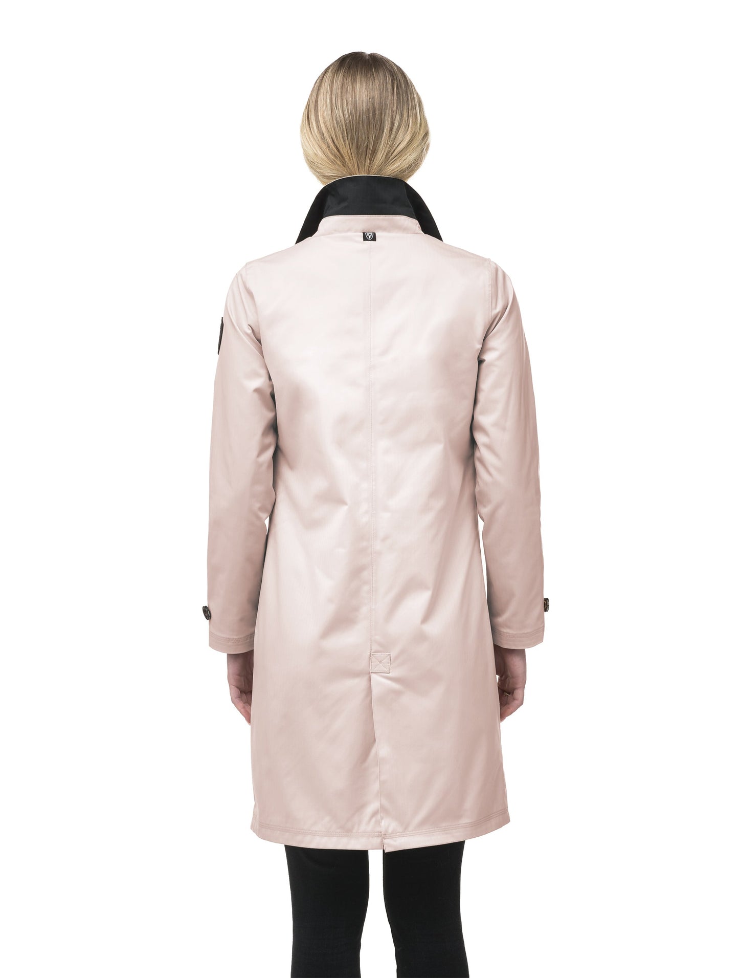 Women's thigh length Mackintosh jacket in Dusty Rose