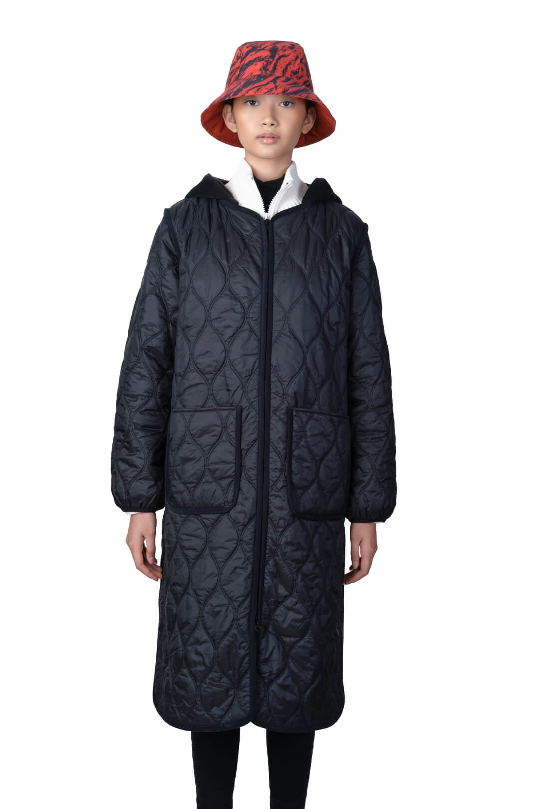 Oversized Quilted Coat - Dark gray - Ladies